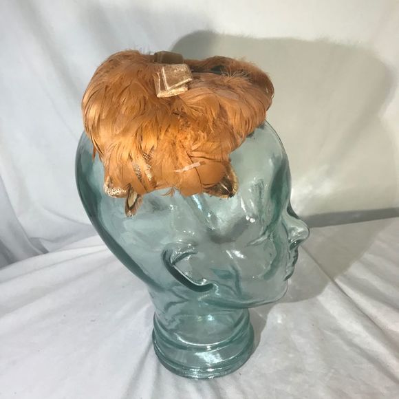 Vintage 1920s Orange Feather Women Fascinator Hat main image 4